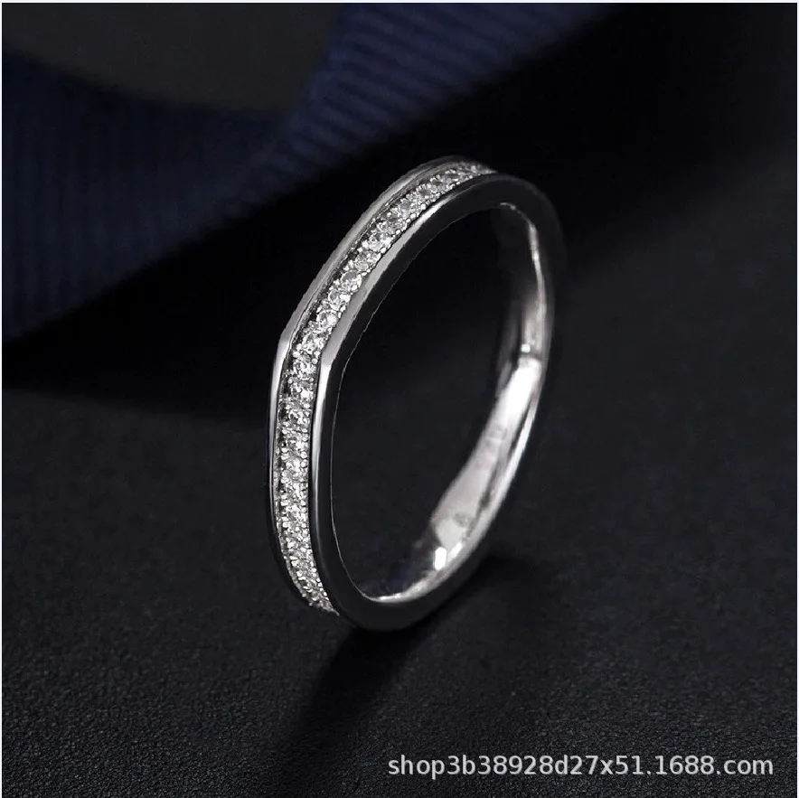 

Design original 925 v-em forma de linha anel de diamante feminino estilo coreano all-match moda simples índice dedo jóias
