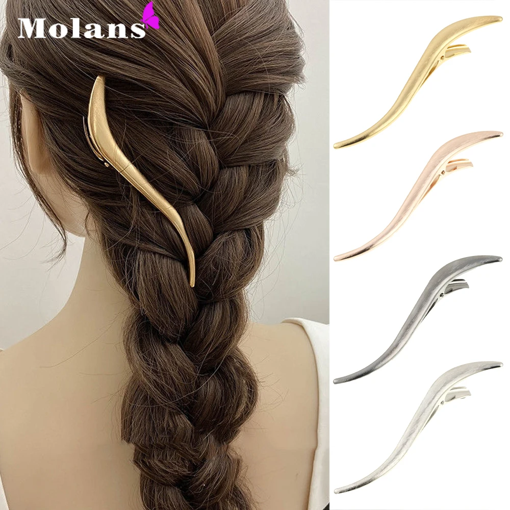 

Molans Elegant S-Shaped Simple Temperament Duckbill Clip Metal Bangs Clip Headgear Fashion One-Byte Hairband Hair Accessories