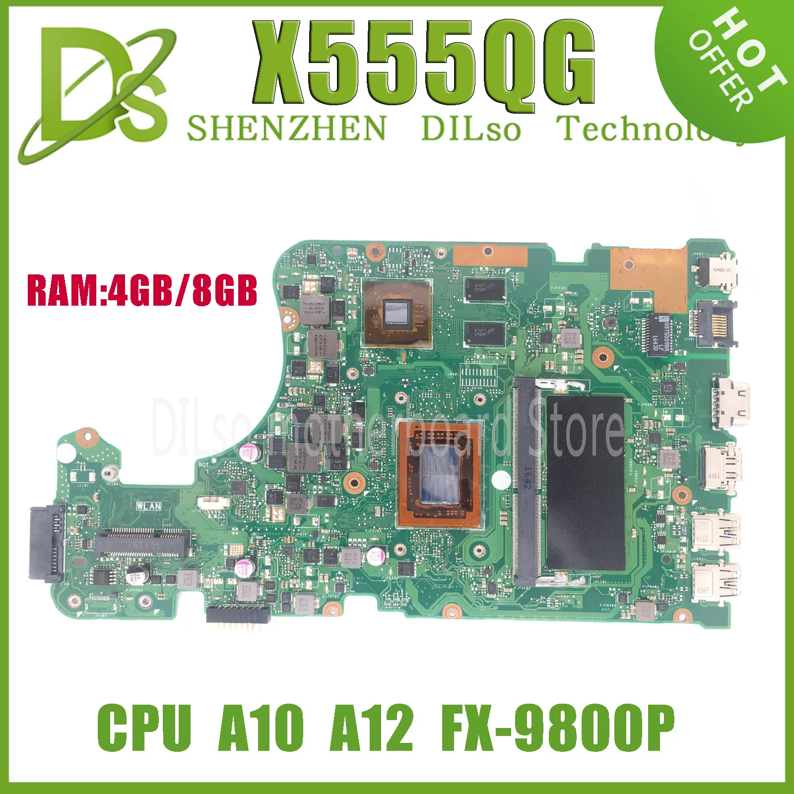 X555QG Laptop Motherboard For Asus X555QA X555Q X555B X555BP K555B X555BA Mainboard A6 A9 A10 A12 FX-9800P CPU 4G/8G-RAM enlarge