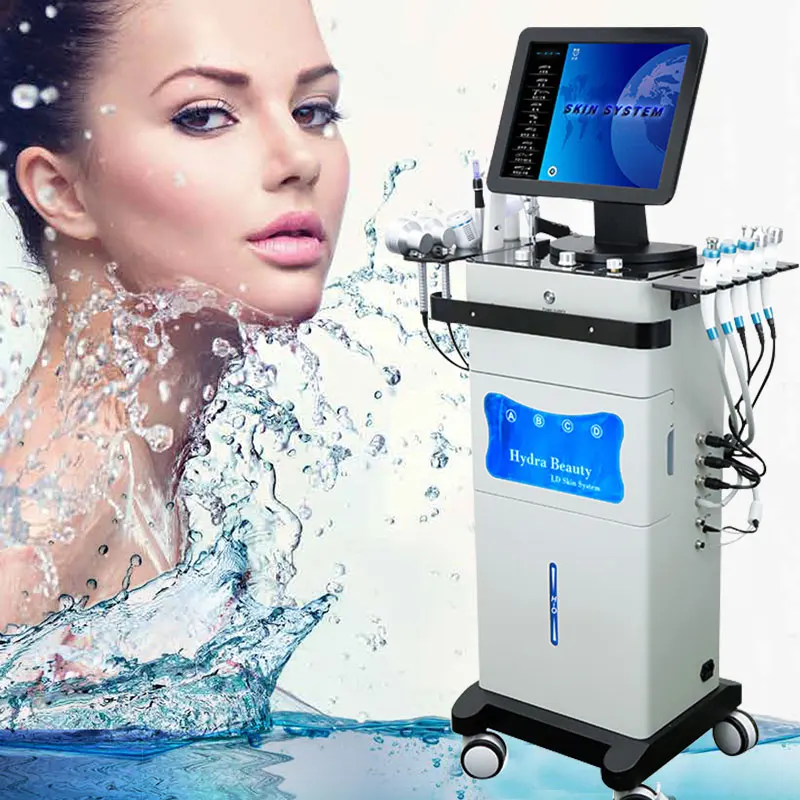 

Hydrodermabrasion hydro photoelectric ultrasound diamond dermabrasion device oxygen spray facial face care machine for beauty