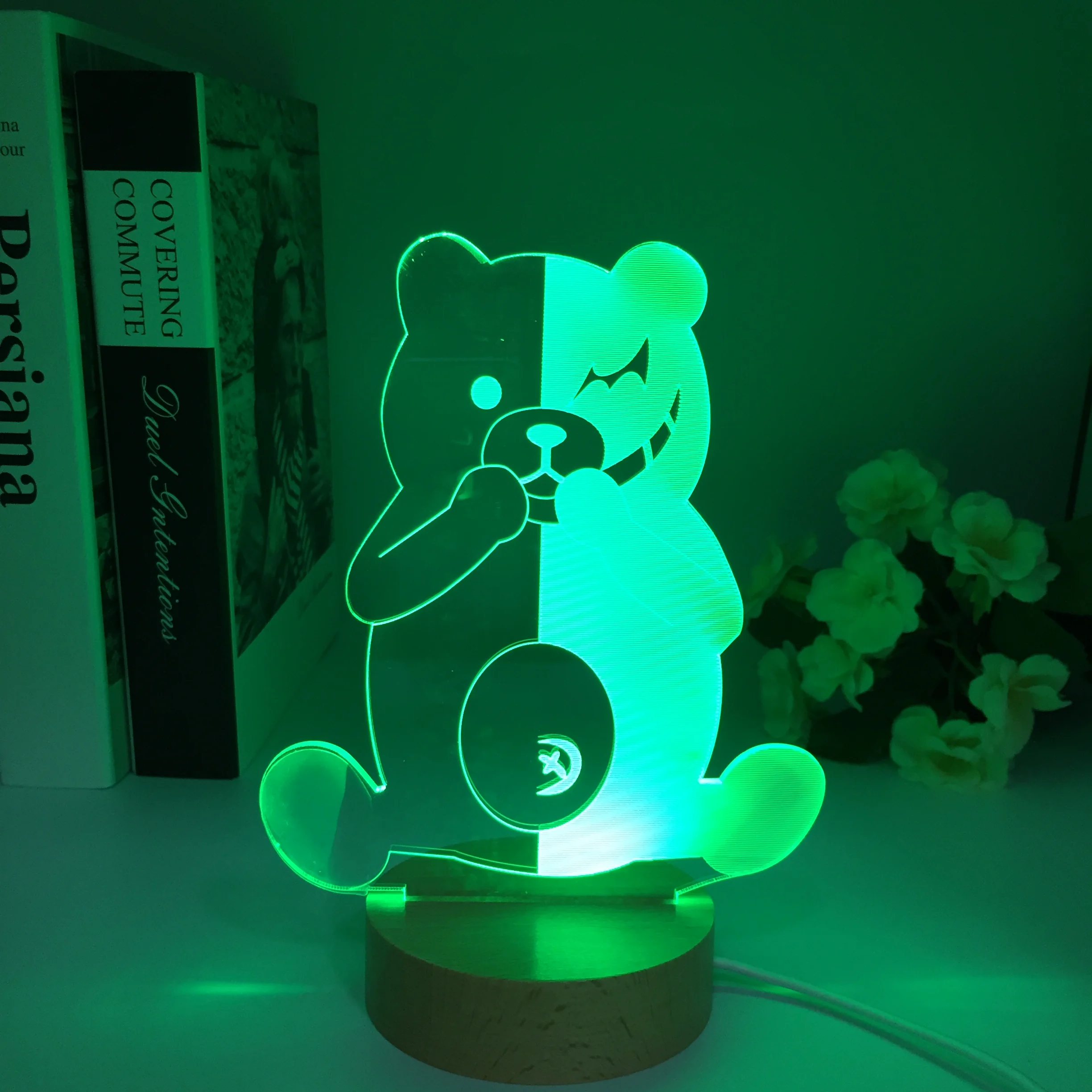 Danganronpa Figure Monokuma 3D LED Night Light Wooden Lamp for Bedroom Decor Kids Gift Light Danganronpa Acrylic Lamp Monokuma images - 6