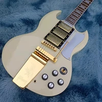 2022 sg g400 electric guitar cream white gold hardware triple pickup aging shock system mahogany body free shipping