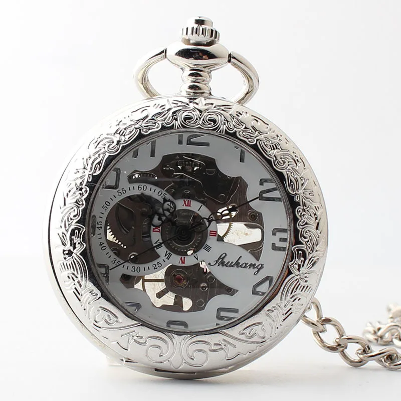 

15 Patterned 5PCS Luxury Vintage Mechanical Pocket Watch for Men Male Skeleton Steampunk Orologio Man Fob Chain Antique Clock