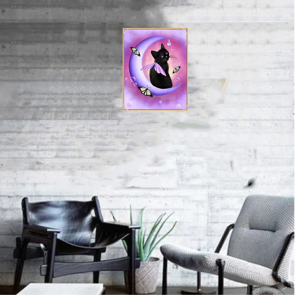 

1pc Lovely Moon Cat Pattern Embroidery Cross Stitch Home Decor Painting by Diamond Gift for Kids