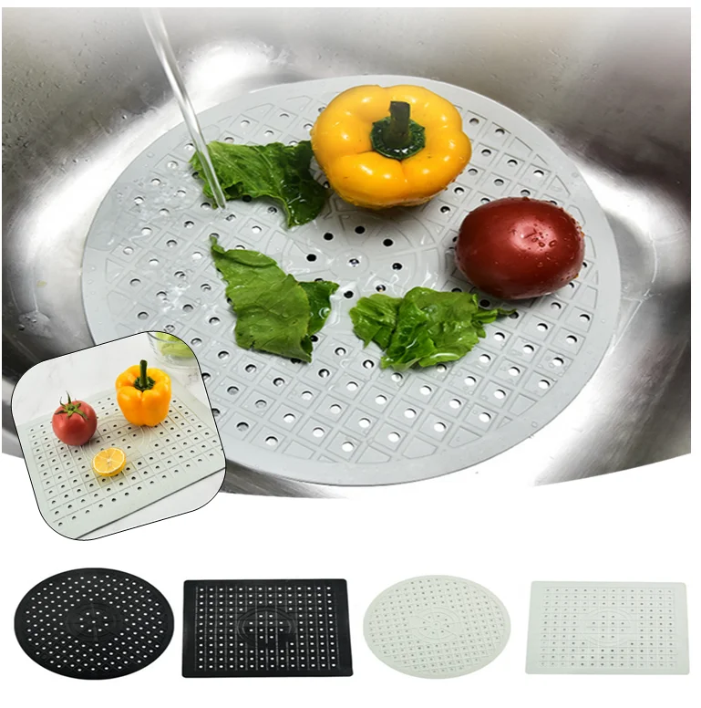 

Dishes Sink Mat Drying Multifunctional Protector Quick Drain Anti Slip Bathroom Soft Rubber Table Home Heat Insulation Placemat