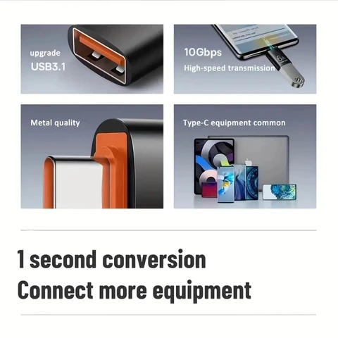 Адаптер OTG Type C «папа»-USB «мама», 10 А