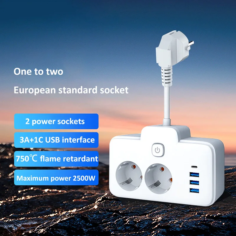Удлинитель удлинителя с вилкой европейского стандарта быстрая зарядка через USB