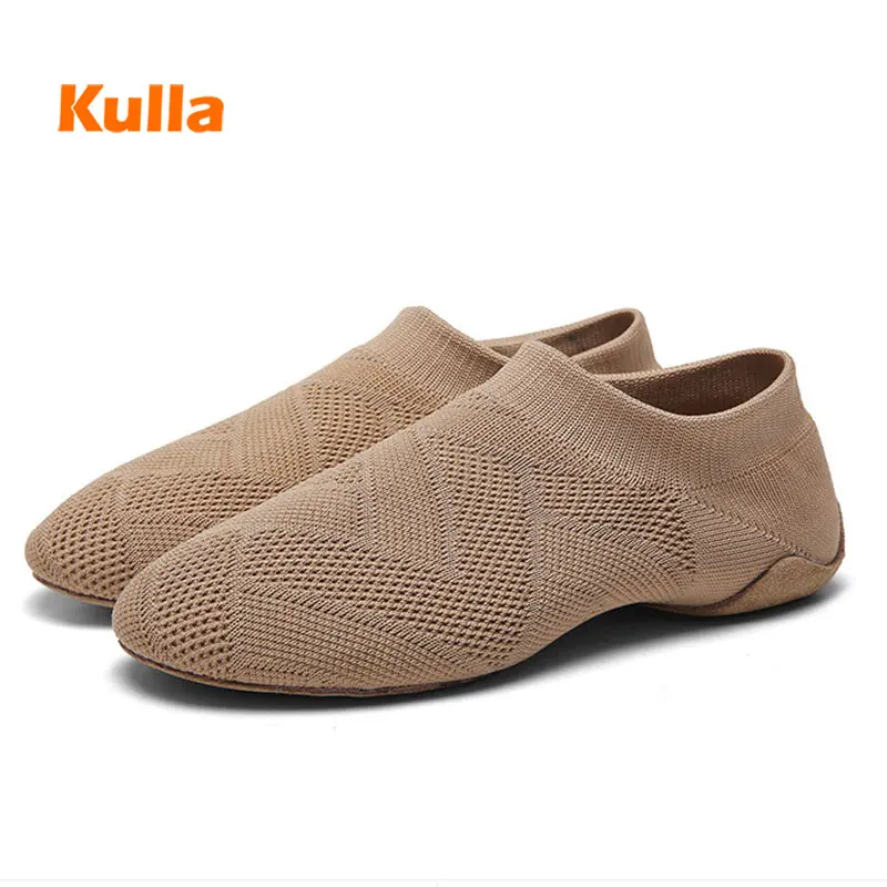 Dance Sock Women Men Ballet Shoes Salsa Dance Shoe Mesh Fly Weaving Ballroom Jazz Adult Children Modern Soft Flat Dance Sneakers