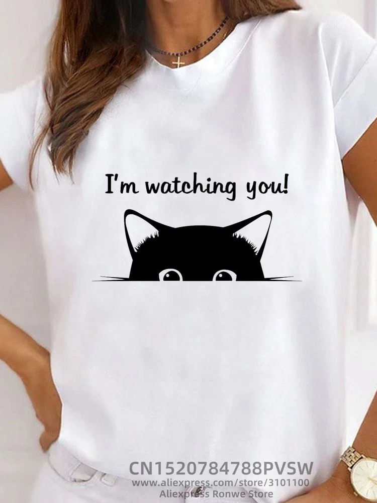 Футболка женская базовая с круглым вырезом повседневная мягкая рубашка принтом