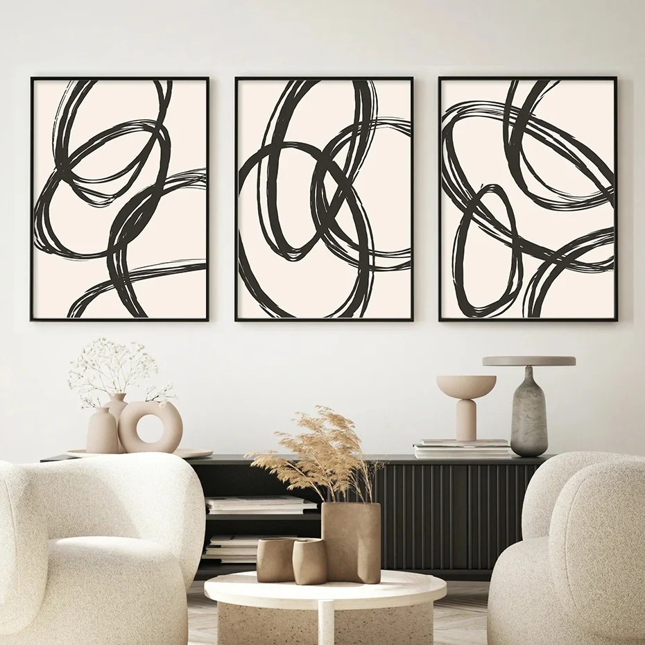 

Abstract Line Black Minimalism Geometry Canvas Paintings Wall Art Pictures Posters Prints for Living Room Office Home Decor