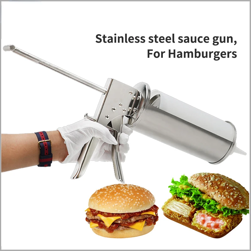 Burger Sauce Gun Salad Dressing Gun Dispenser 10G/20G Burger Jam Gun Stainless Steel Filling Machine Burger Shop Equipmen