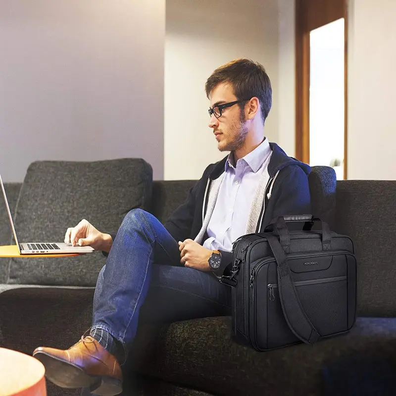 Laptop Bag Expandable Laptop Briefcase Fits Up to 17.3 Inch Laptop Water-Repellent Shoulder Messenger Bag Computer Bag for Trave