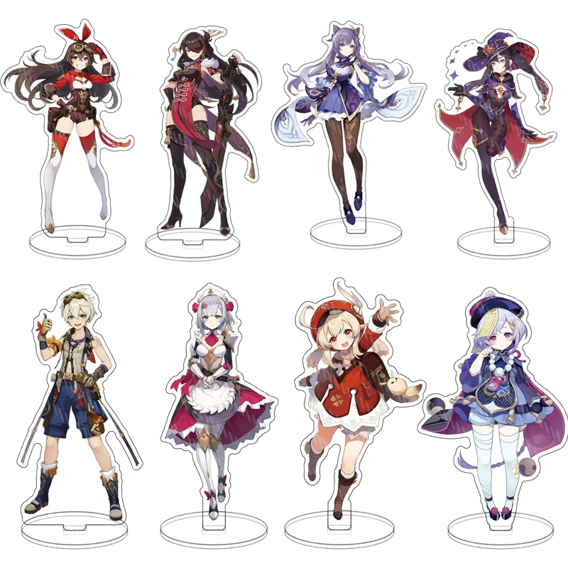 

15cm Anime Genshin Impact Figure Diluc Venti Klee Keqing Qiqi Acrylic Stand Model Plate Desk Decor Standing Sign Decoration