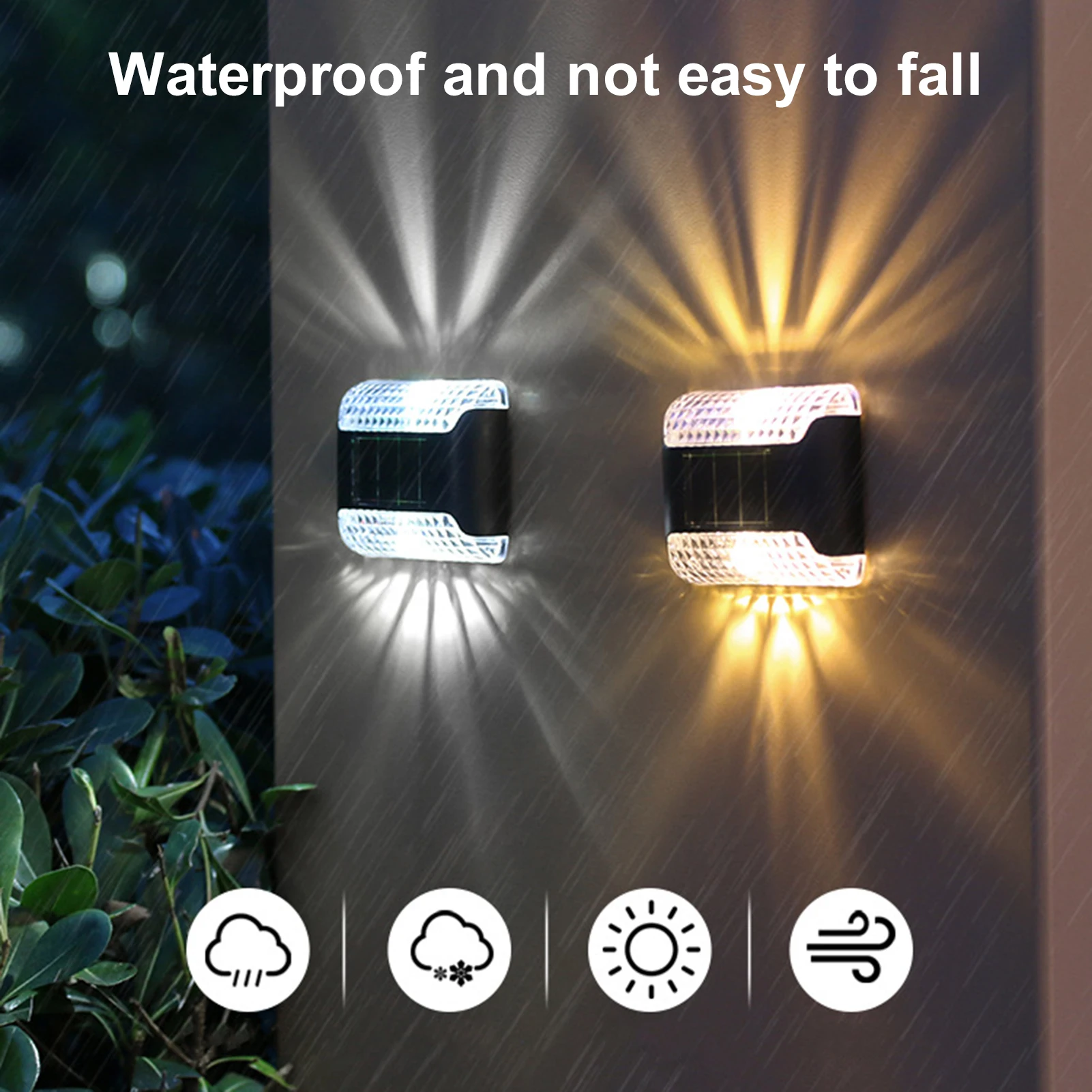 

4Pcs Practical Easy Installation Weather Resistant Solar Outdoor Garden Wall Light Up Down Lamps Garden Supplies