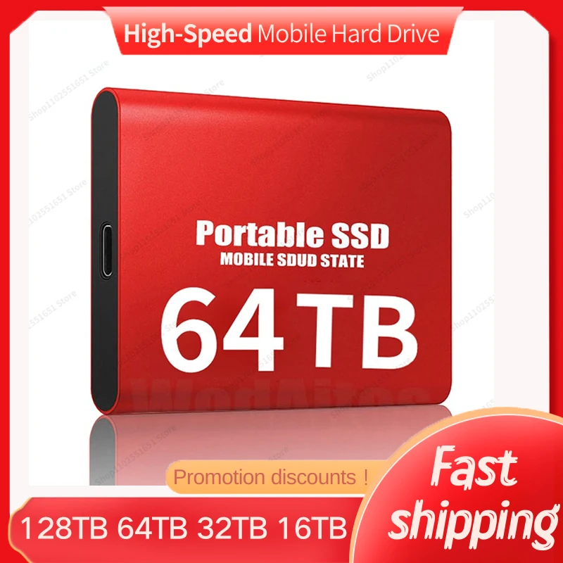 

128TB Portable High-speed Mobile Solid State Drive 64TB 16TB 8TB SSD 4TB Mobile Hard Drives External Storage Decives for Laptop