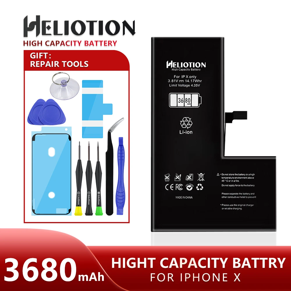 

Аккумулятор Heliotion для Iphone X, аккумулятор большой емкости 3680 мАч, Сменный аккумулятор для IPhone с инструментами для ремонта
