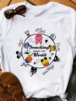 Shirt Summer Disney Women Snacking World Leisure Cute Funny Creativity T-Shirt Hot Sell Modern Disney Brand Short Sleeve Lady