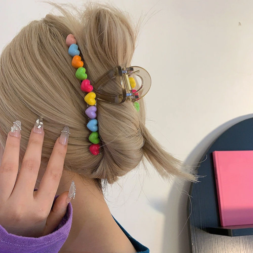 Красивая девушка ~ Красочная любовь захват зажим милая сердце назад для волос