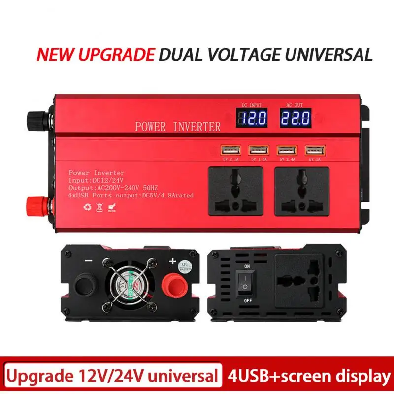 

New 6000W Power Inverter Car Inverter Solar Inverter Universal DC12V/24V To AC 220V Sine Wave Voltage Converter Adapter Home