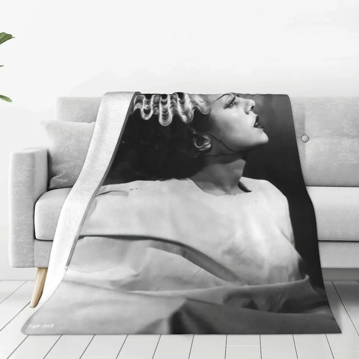 

3D Print Bride Of Frankenstein Blankets Comfortable Soft Flannel Winter Horror Film Throw Blanket for Couch Home Bedroom