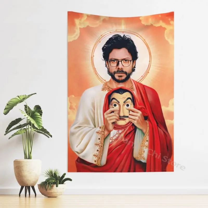 

New La Casa De Papel Tapestry Jesus Tapestry Aesthetic Room Decor Boho Hippie Tapestry Wall Rug Bedroom Backdrop Decor