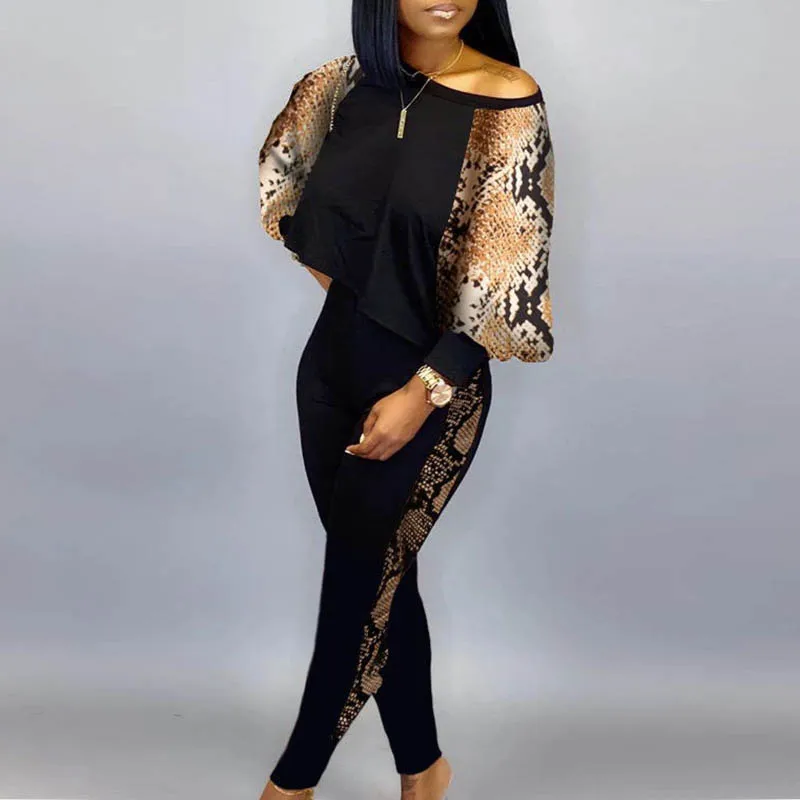 Женский спортивный костюм с принтом цепей весенний пуловер длинным