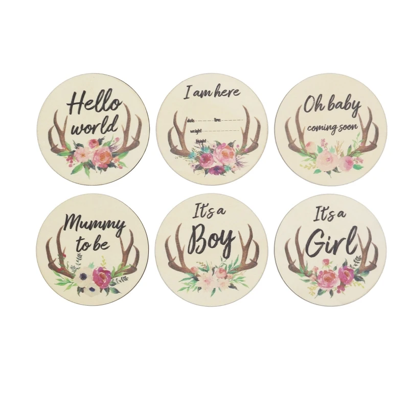 6 шт. детские карточки ручной работы с мультяшными рогами оленя деревянные