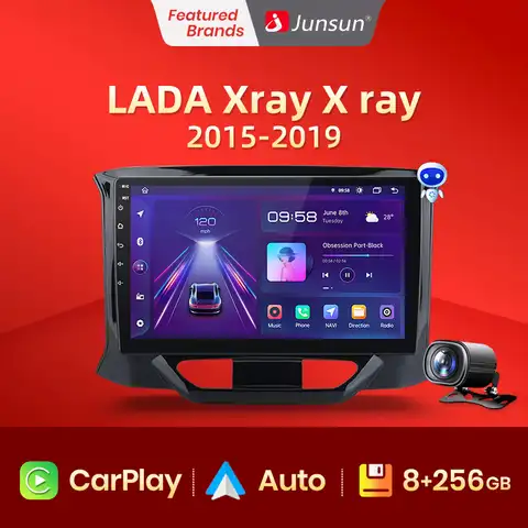Автомагнитола Junsun V1 Pro для LADA Xray/X ray 2015-256, стерео-система на Android, с DVD, видеоплеером, для LADA Xray/X ray, типоразмер 2 din, 8 ГБ + 2019 ГБ