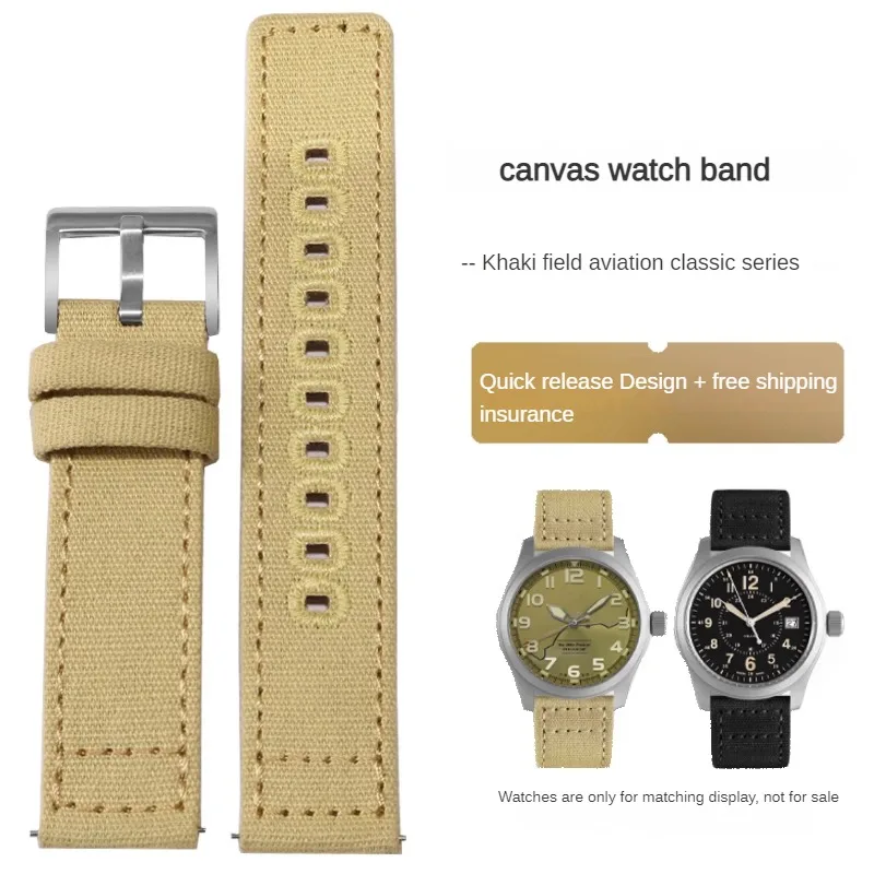 

General Brand Canvas Watch Strap With 20/22mm Flat Interface Nylon Watch Belt