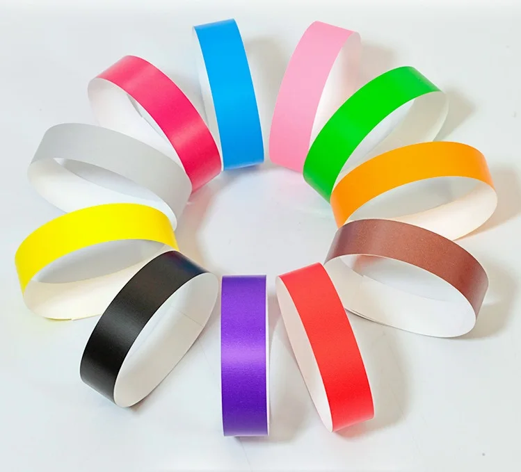 

100pcs Party Paper Bracelet Synthetic Paper Plastic Wristbands Sticky Wristband Print VIP Pattern Paper Card Party Wristbands