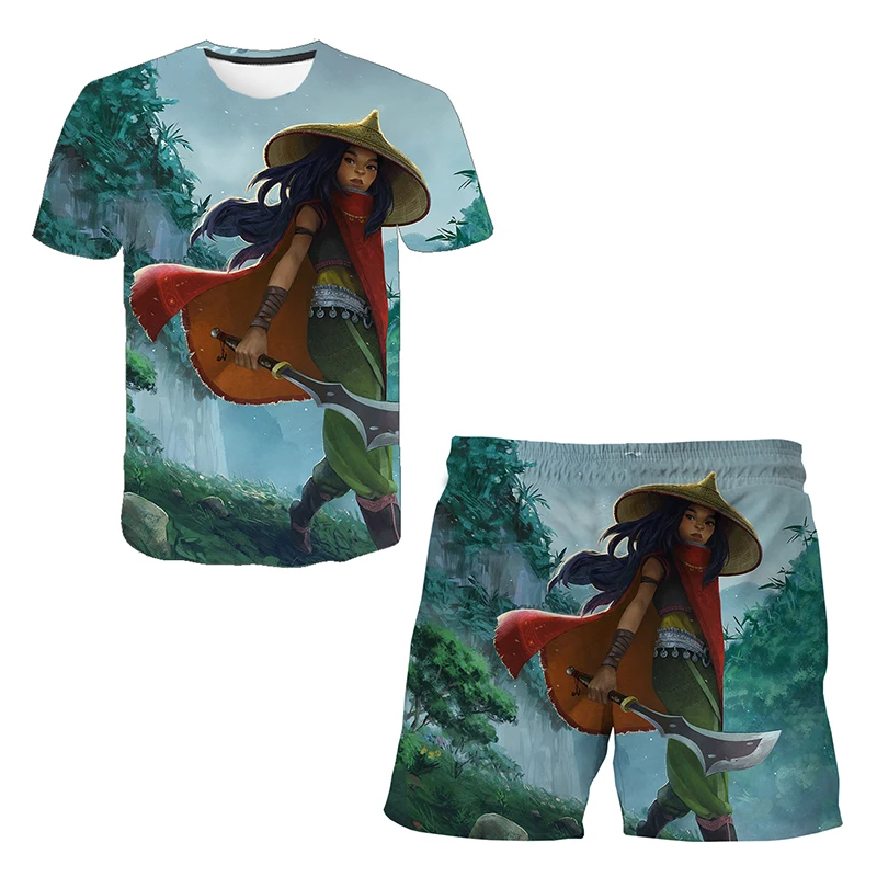 

Disney Raya and The Last Dragon Cool 3D Kids T-shirt And Shorts Children New Movie Streetwear Kids Clothes Boys Clothes 4-14T