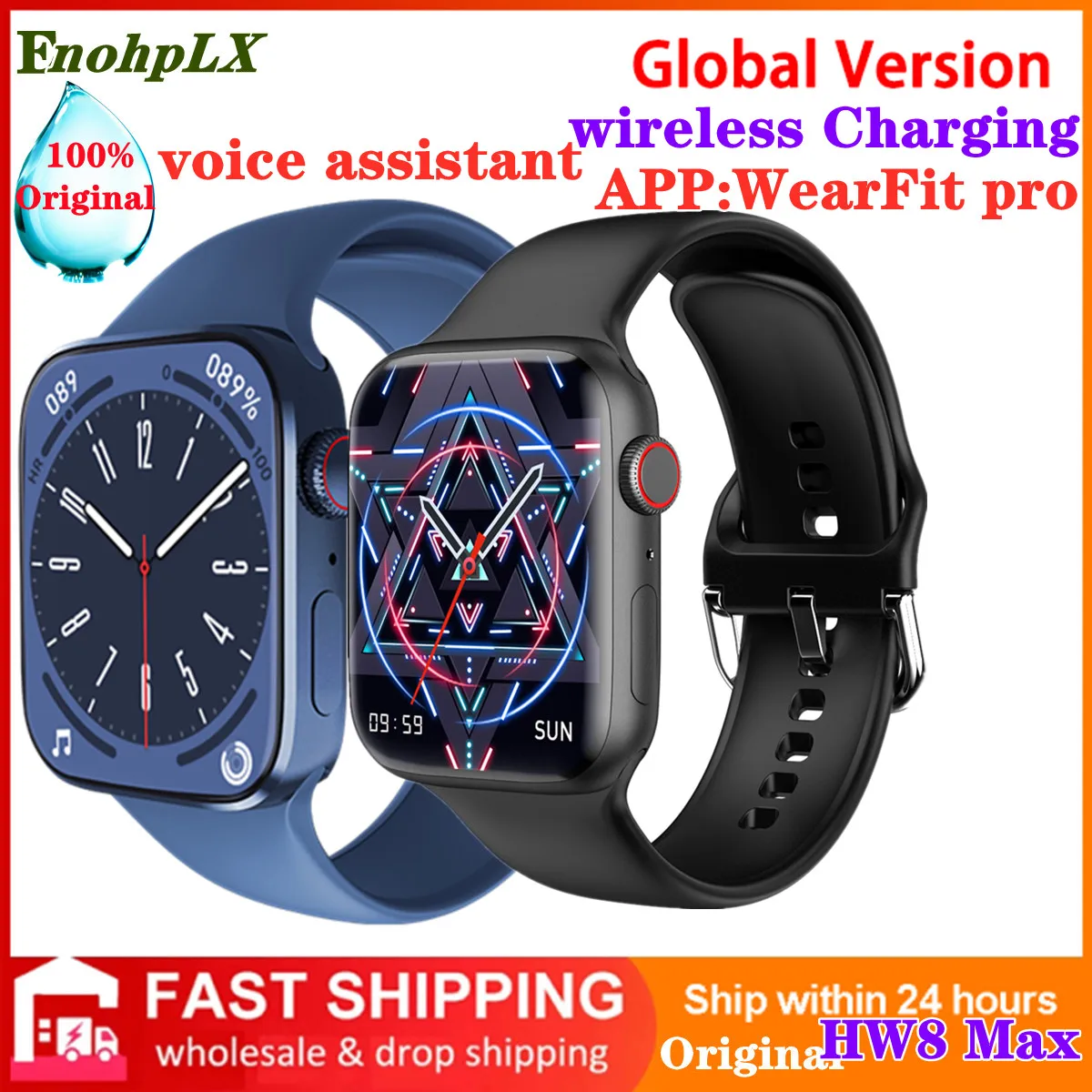 

Original 1.99 inch HW8 MAX Smart Watch IWO 15 Series 7 8 NFC SmartWatch Heart Rate Monitor Track Voice Assistant PK W57 HW7 Max