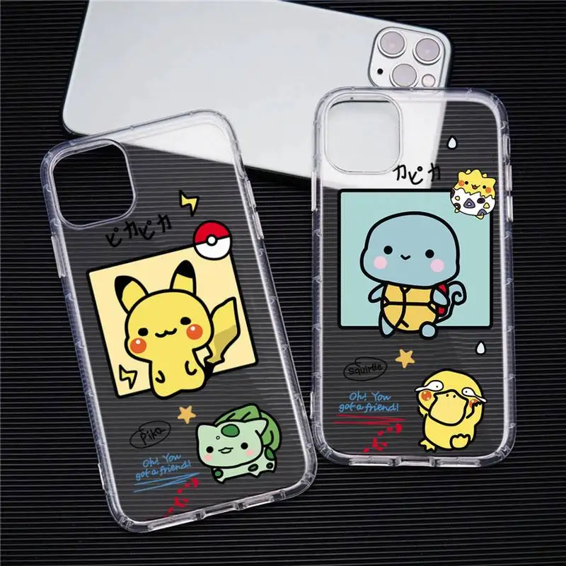 

Cartoon Pokemons Pikachus Phone Case Transparent For iphone 14 13 12 11 Pro Max Mini XS Max 8 7 Plus X SE 2020 XR cover