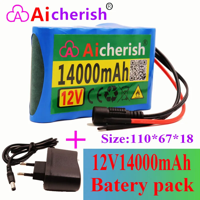 18650 батарея 3S 2P Портативный Перезаряжаемый DC + выход 12V 14000Mah 14ah батареи 12 6 V