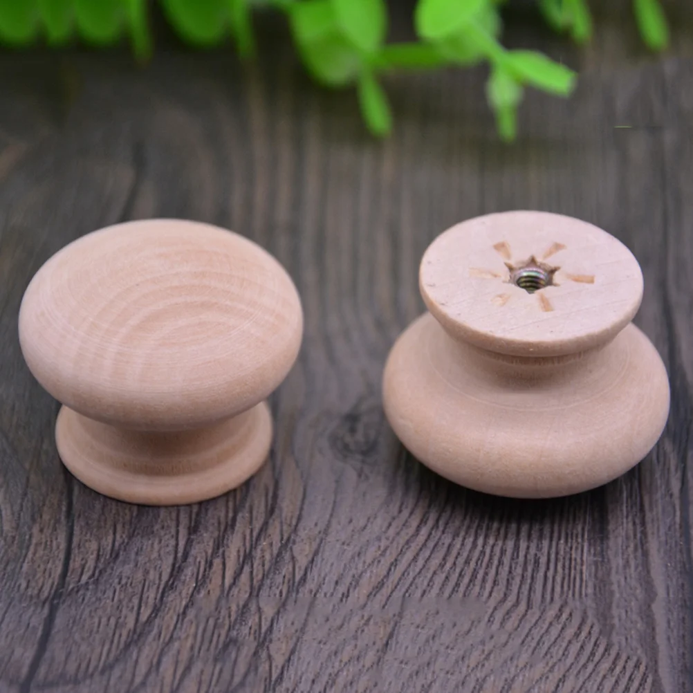 

Knobs Wood Wooden Knob Cabinet Dresser Drawer Handle Unfinished Round Mushroom Furniture Door Cupboard Kitchen Handles Drawers