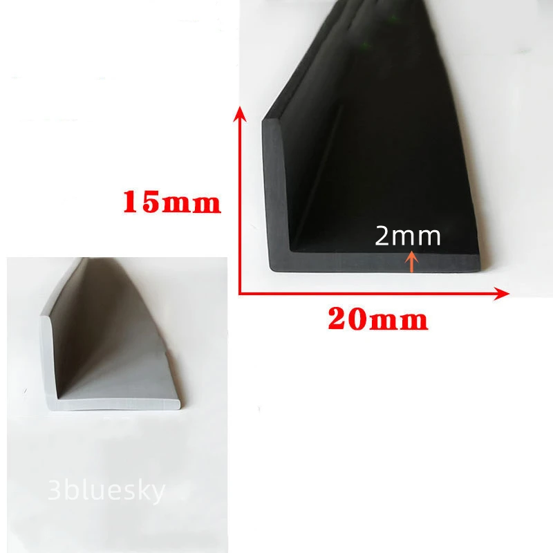 L Strip Rubber Angle Corner Protecor Edge Encloser Shield Gasket 15 x 20mm Black Grey