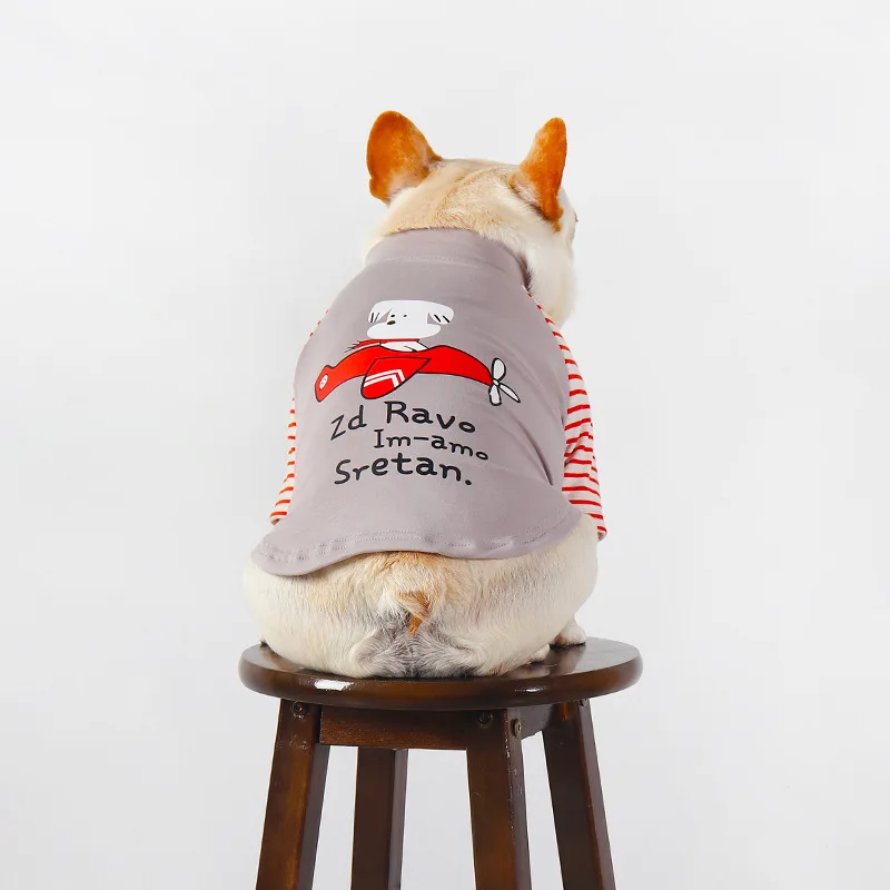 Летняя лоскутная полосатая одежда для домашних животных тонкая дышащая футболка