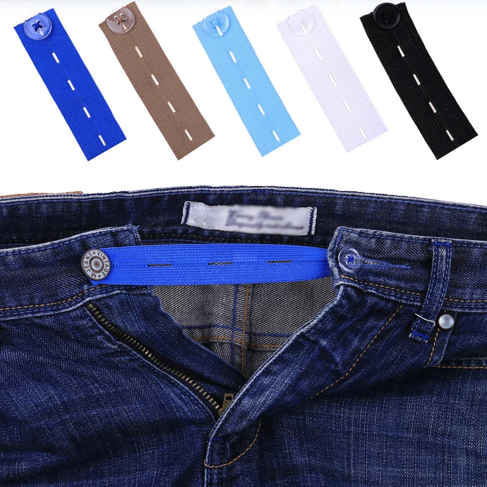 

Unisex Skirt Trousers Jeans Waist Expander Adjustment Waistband Extender Button Elastic Belt Extension Buckle Garment Accessory