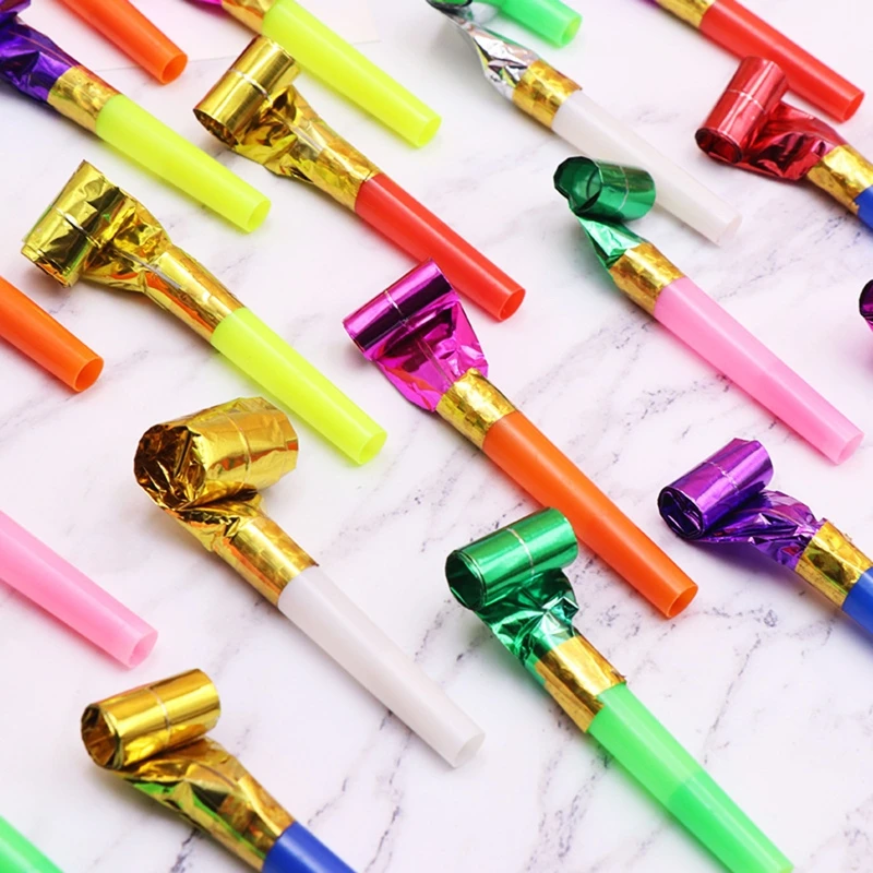

Party Blowers Birthday Blowouts Horns Whistles Musical Paper Noisemakers Glitter Fringed Metal Blowouts Party Favors