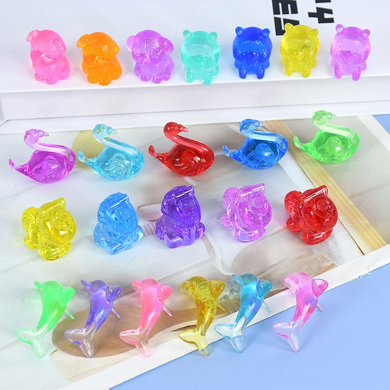 

10pcs Candy Color Mini Bear Acrylic Toys Cute Unicorn Swan Airplane Ornament Home Party Kids Favors Gift DIY Making Accessories