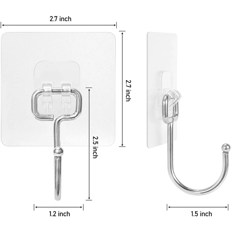 

Large Adhesive Hooks,Waterproof And Rustproof Wall Hooks For Hanging Heavy Duty, Use Bathroom,Home And Office,16 Pack