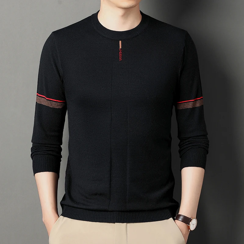 

High Quality Pullover Original Designer Men's Knit Sweater Trend Products Crew Neck Geometric Pattern European Trend Fashion