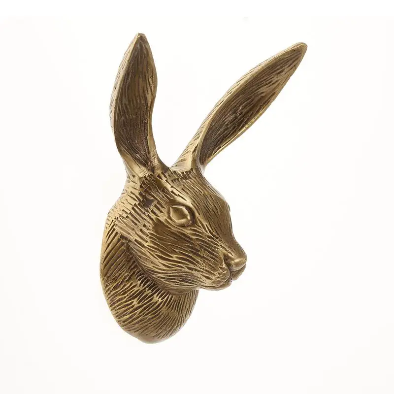 Ретро латунный кролик настенный крючок фон портал пальто милые животные