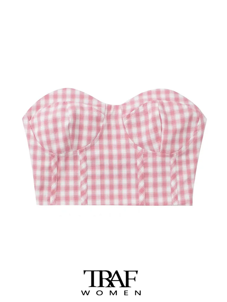 

Кроп-бюстье Женское в клетку, с открытыми плечами