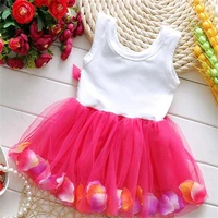 2022 kids baby girl pretty flower dress princess summer sleeveless mini skirt dress blue yellow red girls dress