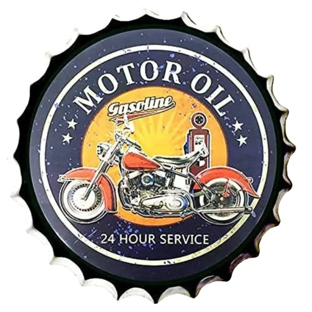 

Современные винтажные металлические жестяные знаки, крышка для бутылки моторного масла, обслуживание 24 часа в сутки! Настенная табличка для бара, паба, пивного клуба