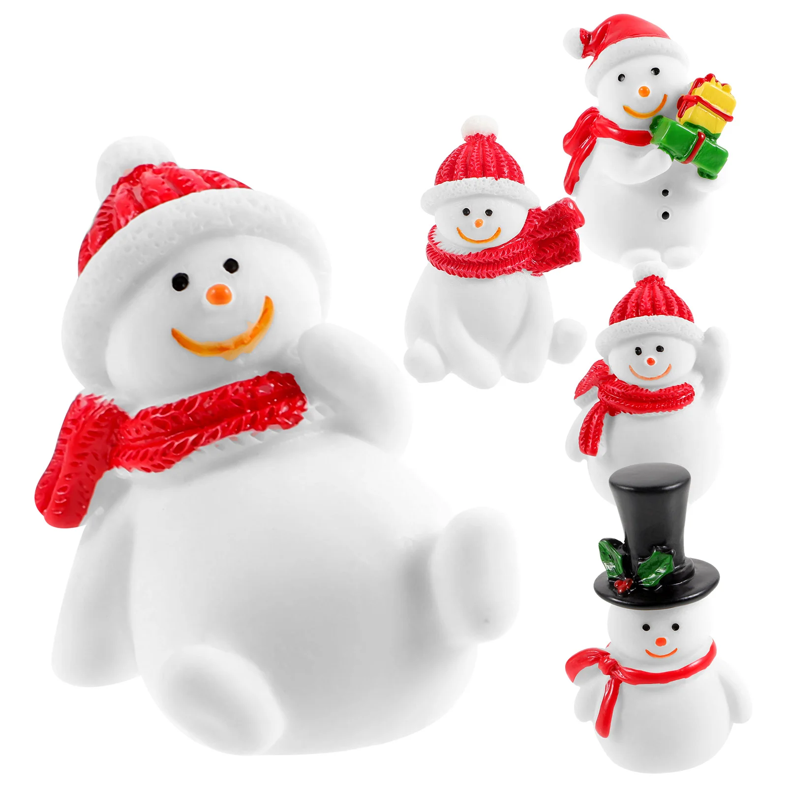

5 Pcs Christmas Ornaments Miniatures Crafts Xmas Snowman Tree Tiny Figures Resin Statue Figurine