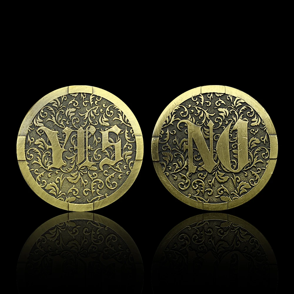 

Yes or No Decision Bronze Coin Lucky Flip Coin Challenge Coins Bedroom Metal Ornament Souvenir Commemorative Medal Festival Gift