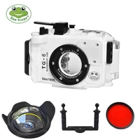 seafrogs waterproof housing for olympus tg6 camera 60m 195ft underwater diving case bag polycarbonate with dual fiber optic port