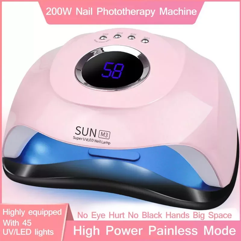 

NEW2023 SUN M3 Nail Gel Dryer Nail Lamp 45LED UV Lamp Quick Dry Polish Nail Drying Lamp Pink/Green Professional Manicure Lamp